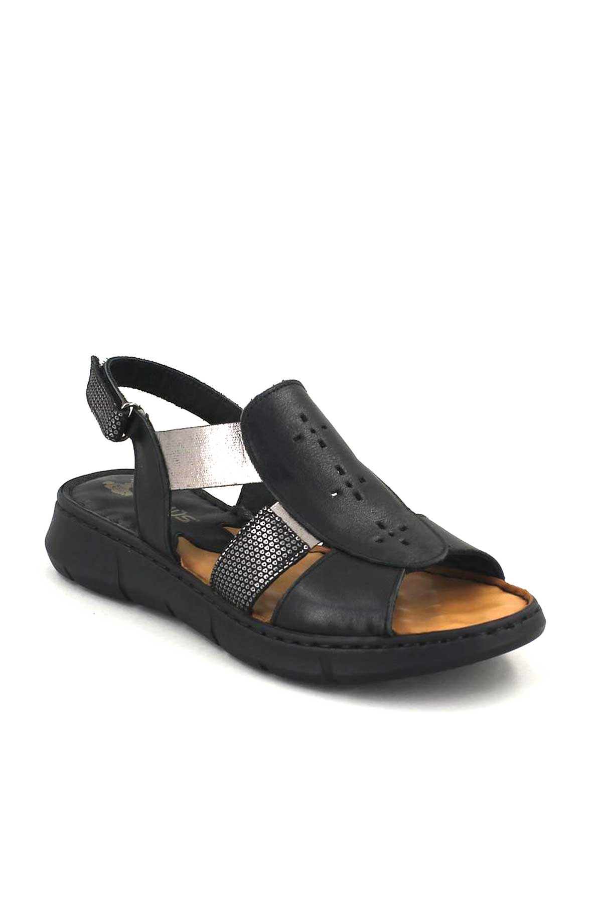Kadın Comfort Deri Sandalet Siyah 2094108Y