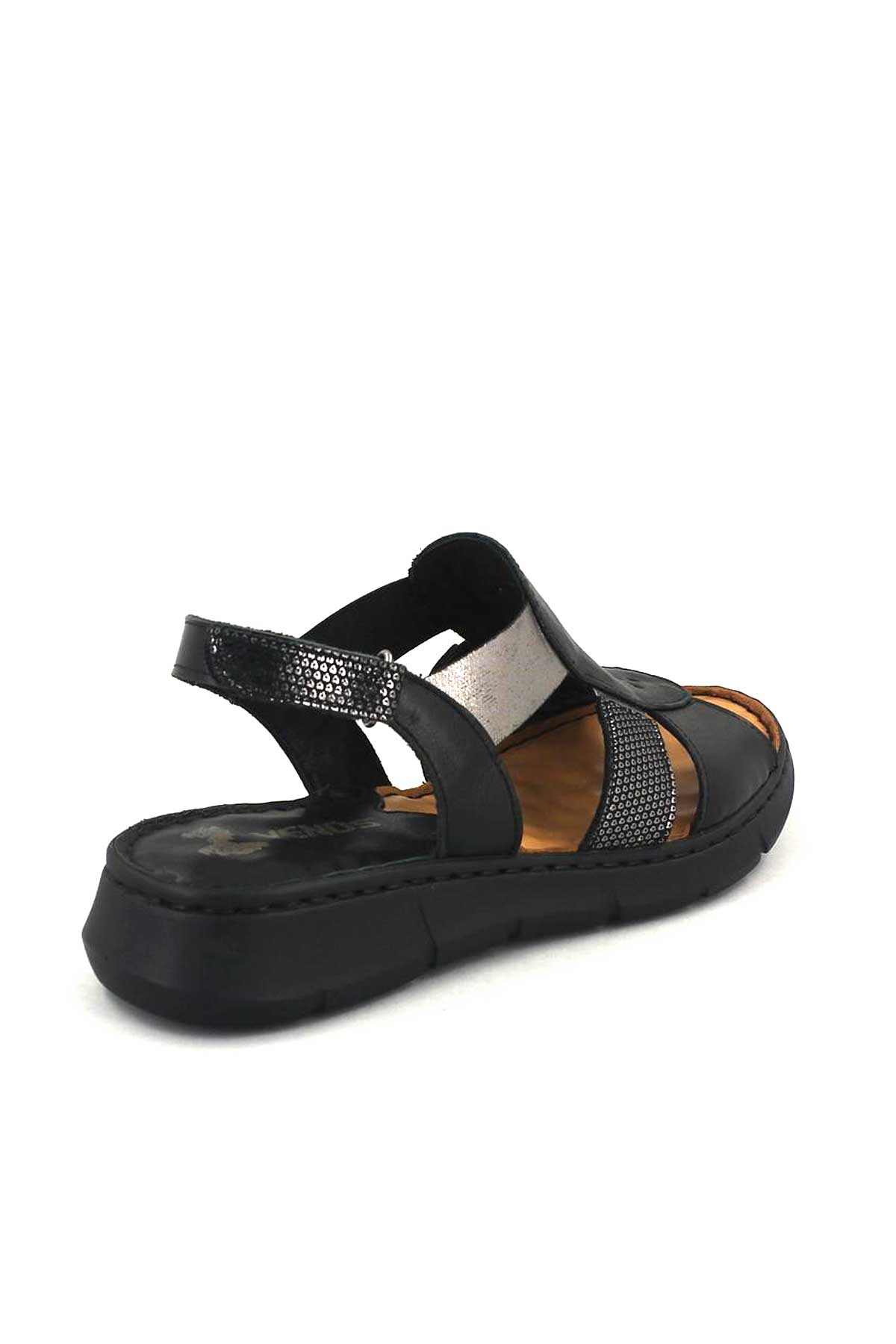 Kadın Comfort Deri Sandalet Siyah 2094108Y - Thumbnail