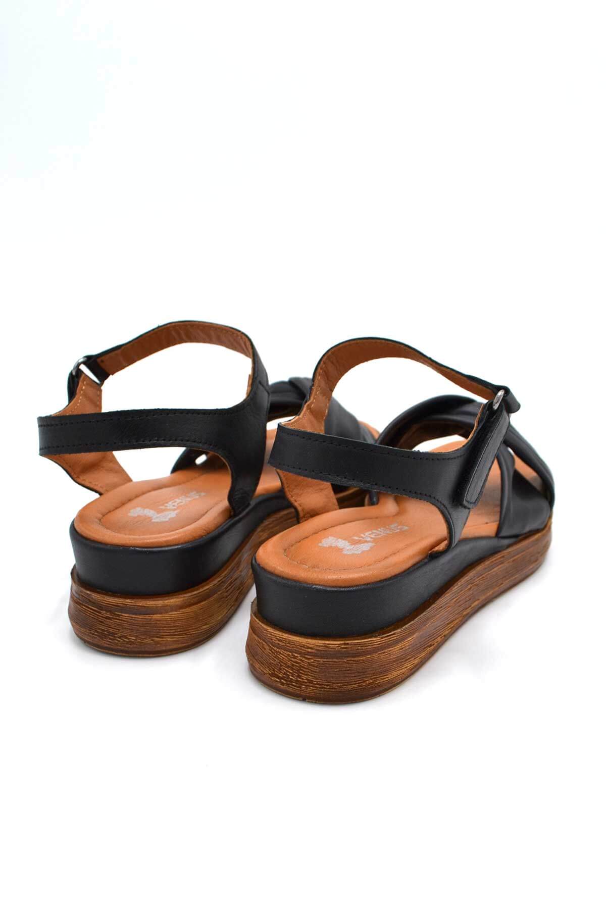 Kadın Comfort Deri Sandalet Siyah 2216403Y