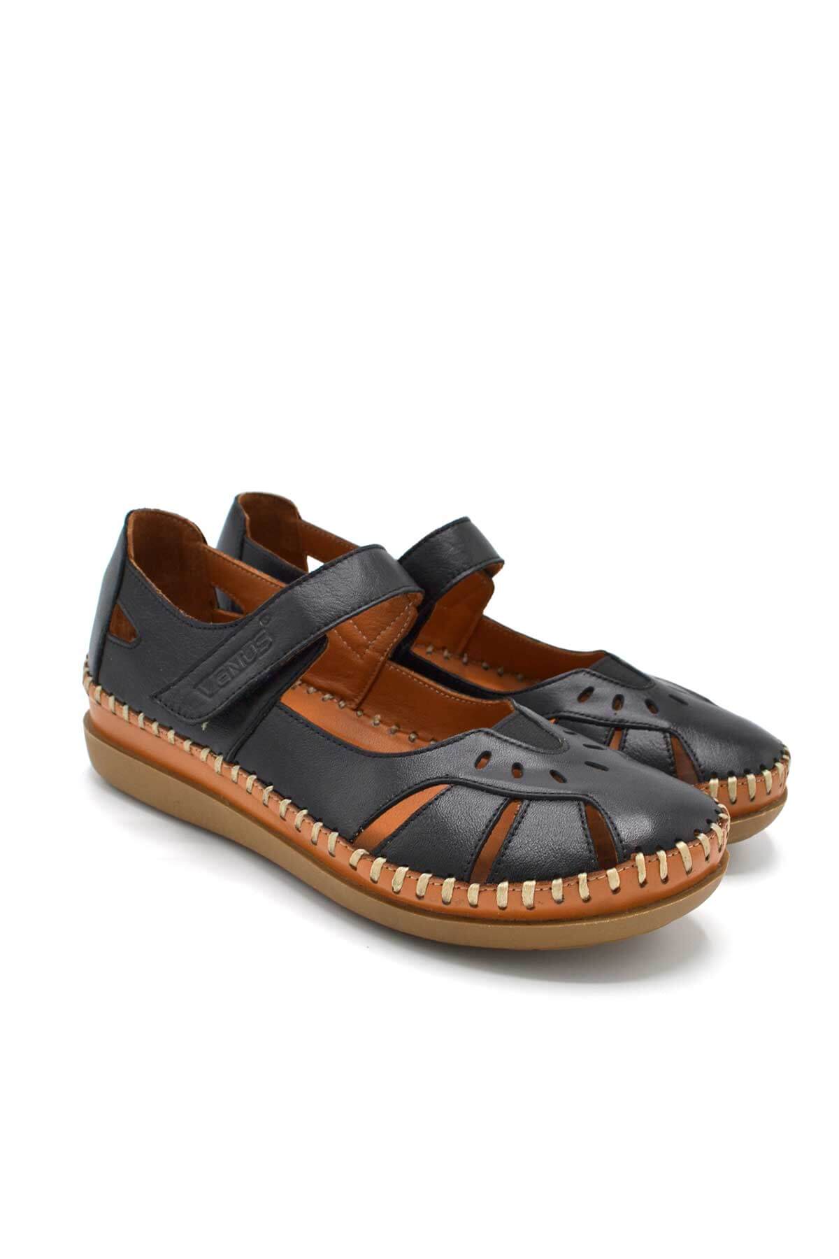 Kadın Comfort Deri Sandalet Siyah 22793524 - Thumbnail