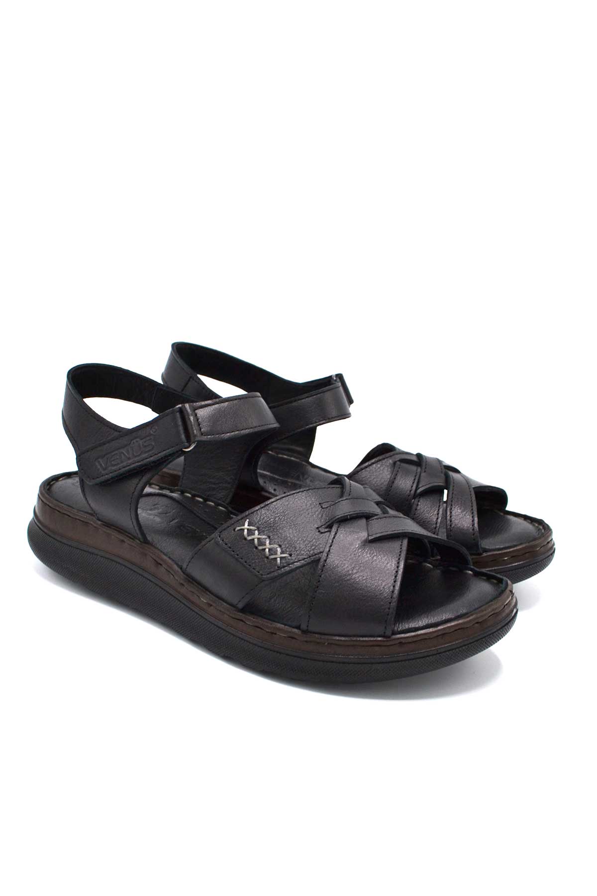 Kadın Comfort Deri Sandalet Siyah 22981709