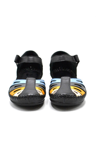 Kadın Comfort Deri Sandalet Siyah 23033318Y - Thumbnail