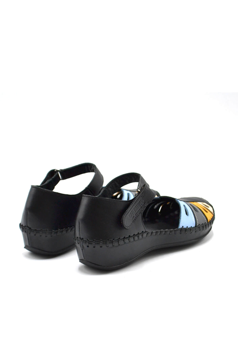 Kadın Comfort Deri Sandalet Siyah 23033318Y
