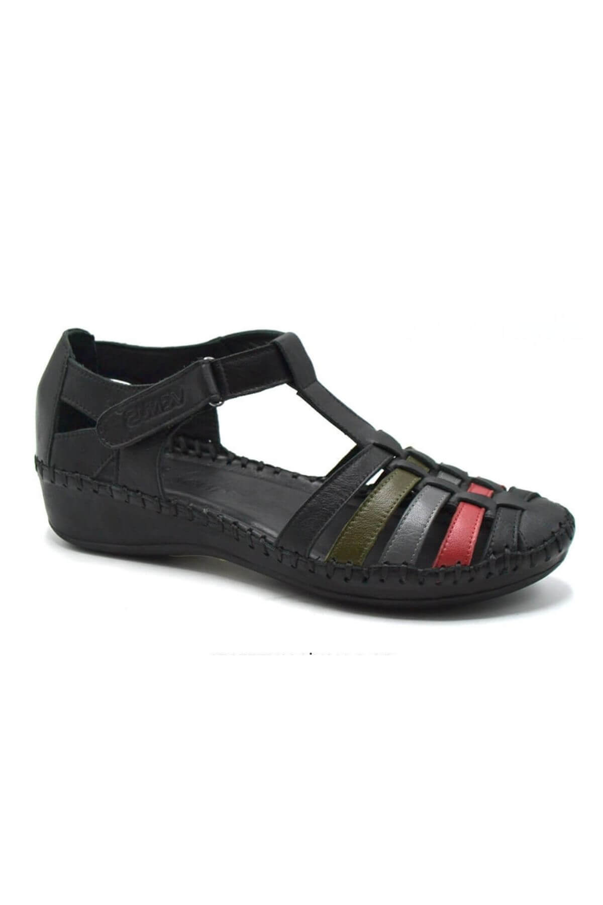 Kadın Comfort Deri Sandalet Siyah 23033319Y - Thumbnail