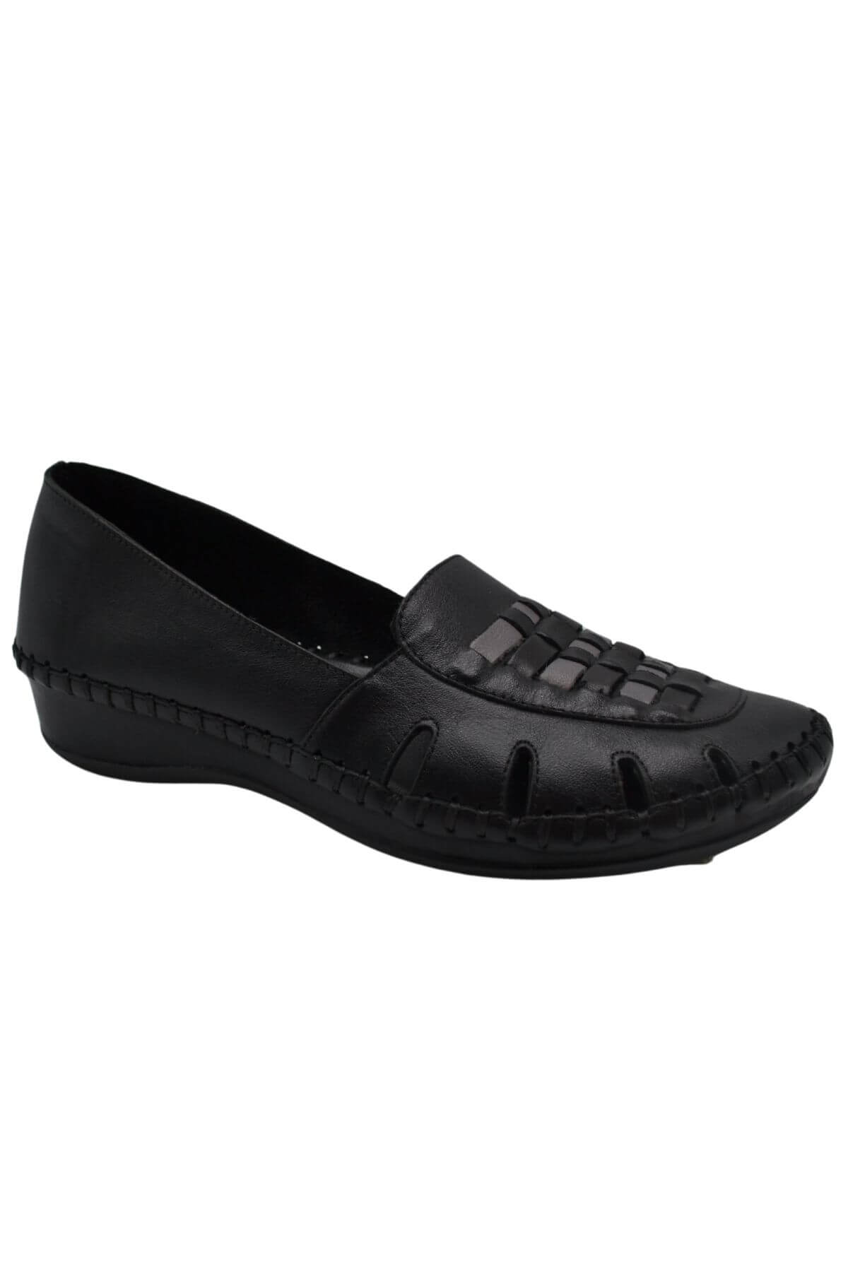 Kadın Comfort Deri Sandalet Siyah 23033320Y - Thumbnail
