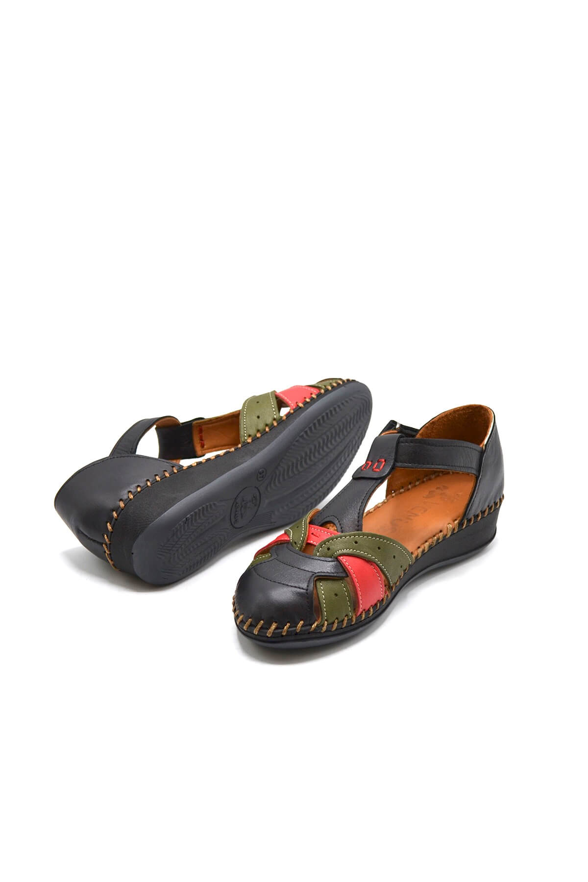 Kadın Comfort Deri Sandalet Siyah 2313703Y - Thumbnail