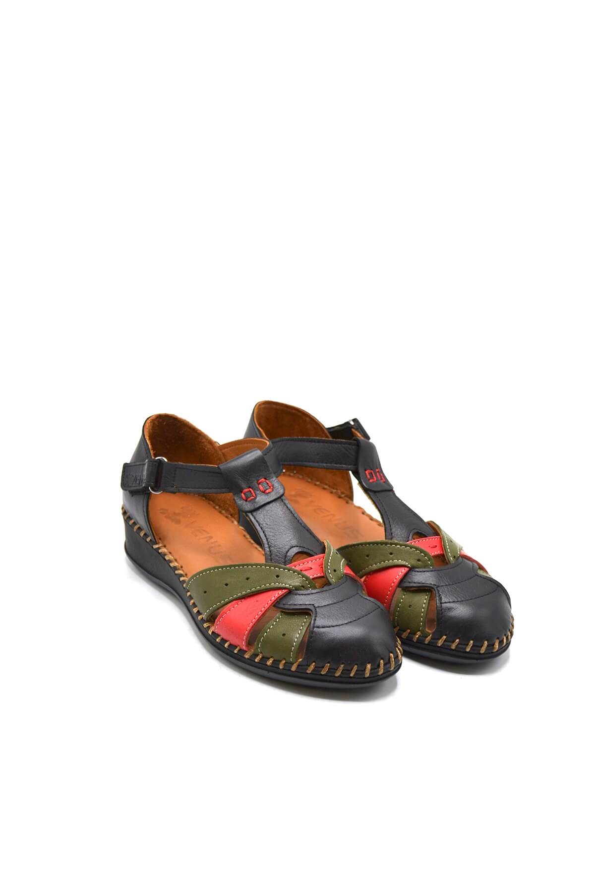 Kadın Comfort Deri Sandalet Siyah 2313703Y - Thumbnail