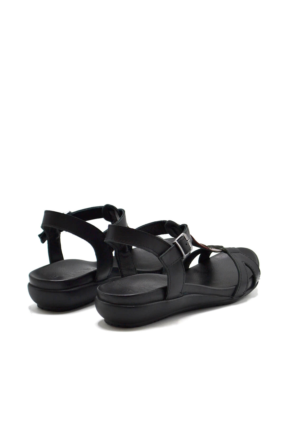 Kadın Comfort Deri Sandalet Siyah 297Y - Thumbnail