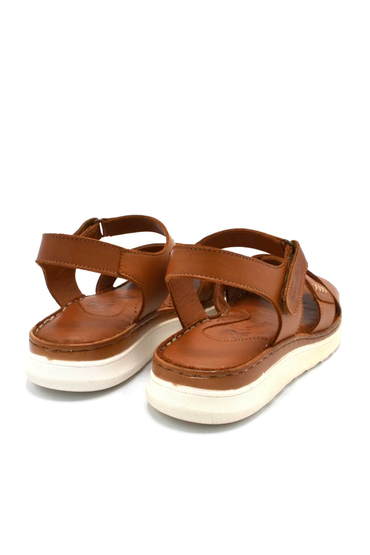 Kadın Comfort Deri Sandalet Taba 22981709 - Thumbnail