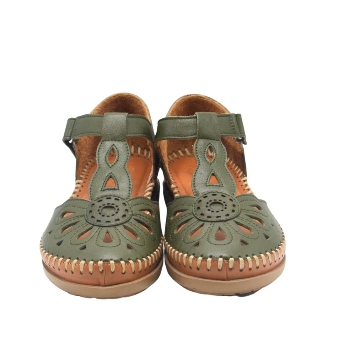 Venüs Deri Kadın Dolgu Topuklu Sandalet Yeşil 18793505Y - 6