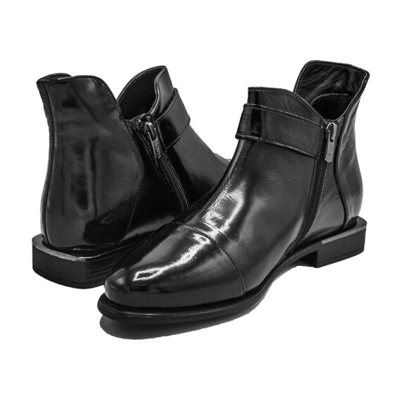 Venüs Deri Kadın Rugan Casual Bot Siyah 2050108K - Thumbnail