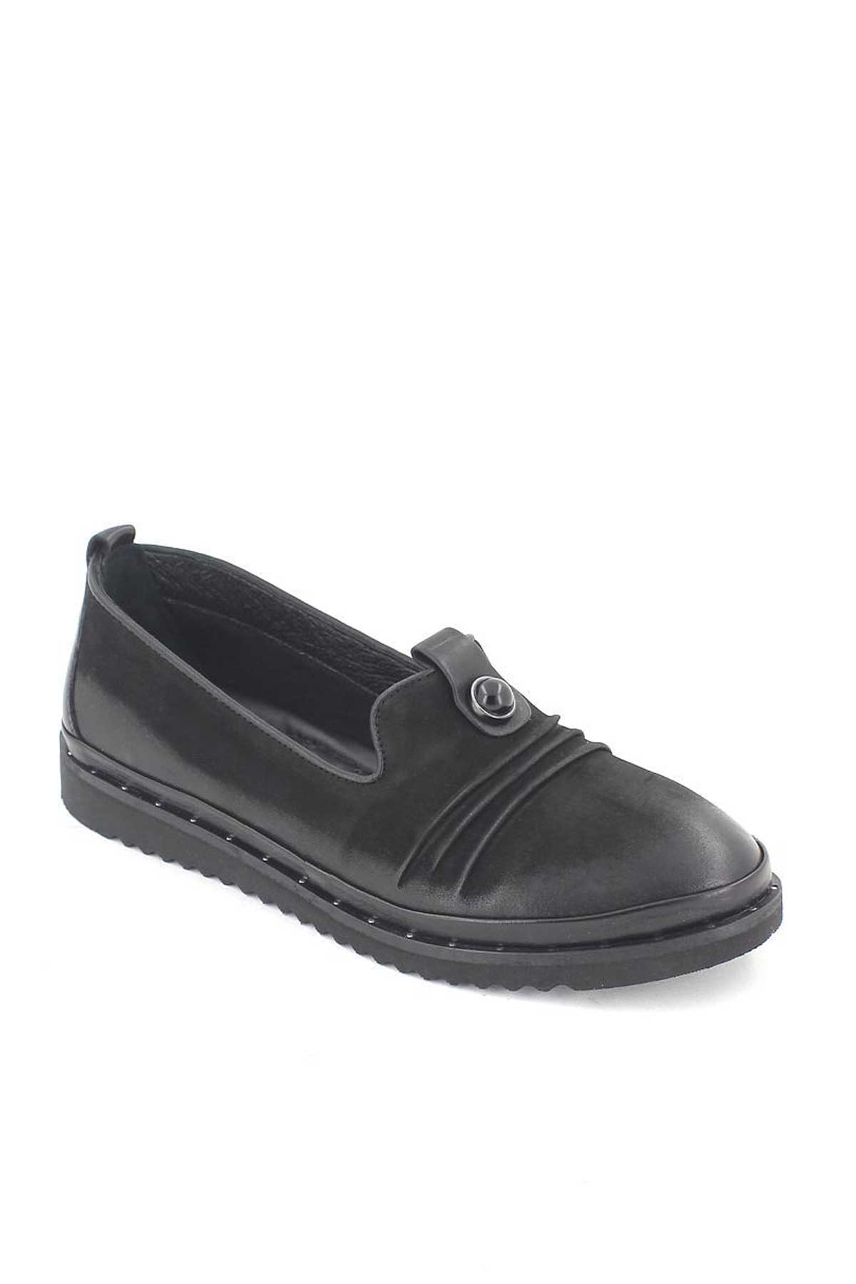 Kadın Deri Comfort Ayakkabı Siyah 1810021K - Thumbnail