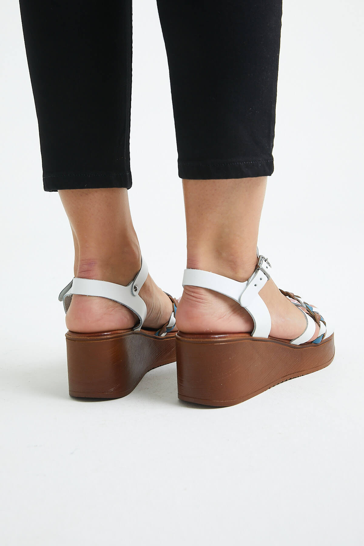 Kadın Deri Dolgu Topuk Sandalet Beyaz 21983400 - Thumbnail