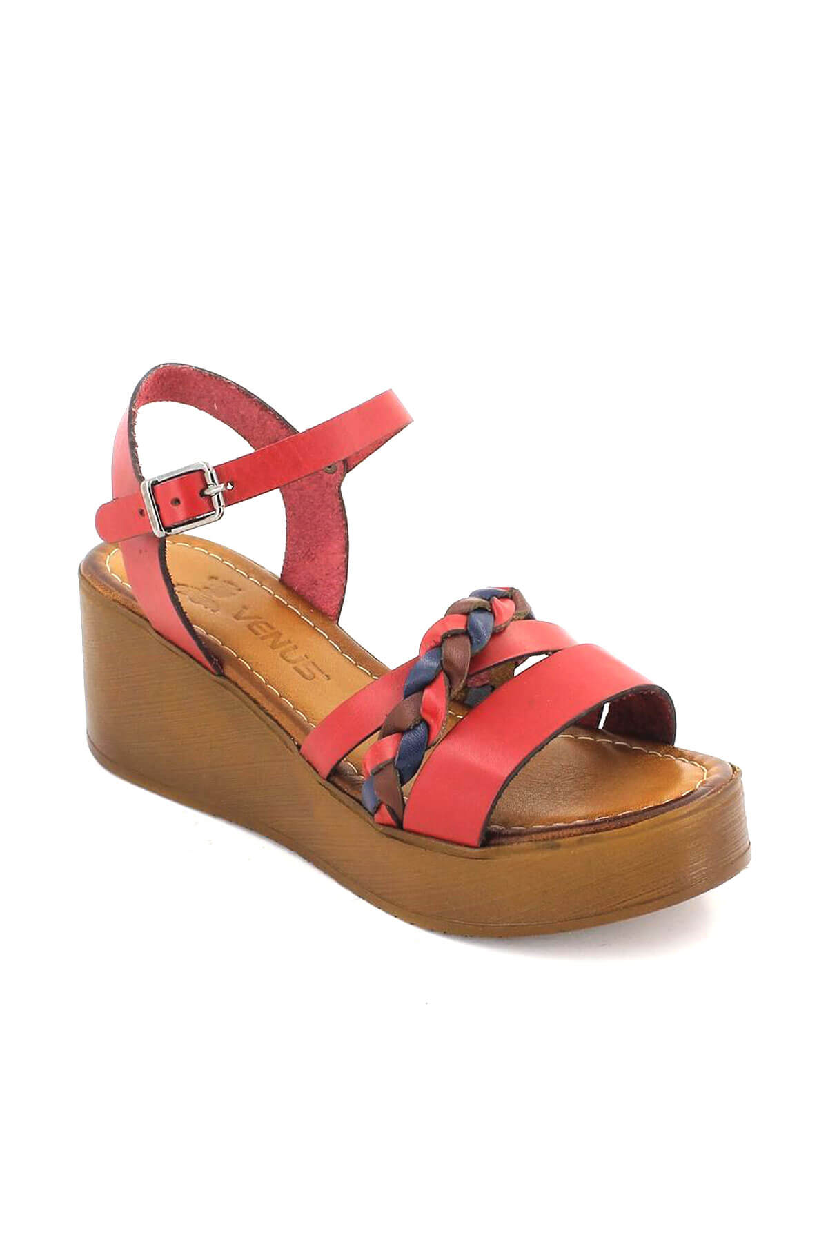 Kadın Deri Dolgu Topuk Sandalet Kırmızı 21983400 - Thumbnail