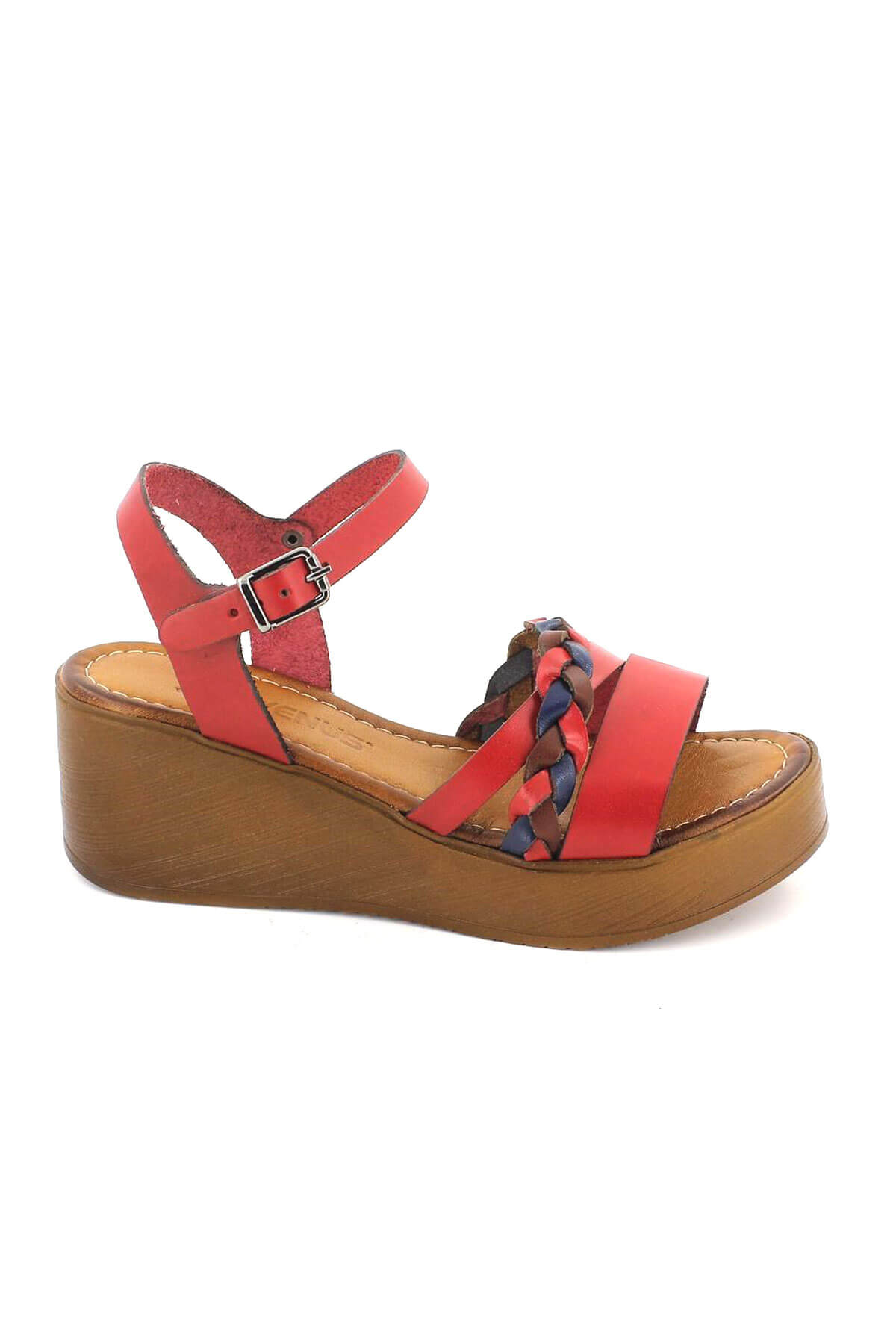 Kadın Deri Dolgu Topuk Sandalet Kırmızı 21983400