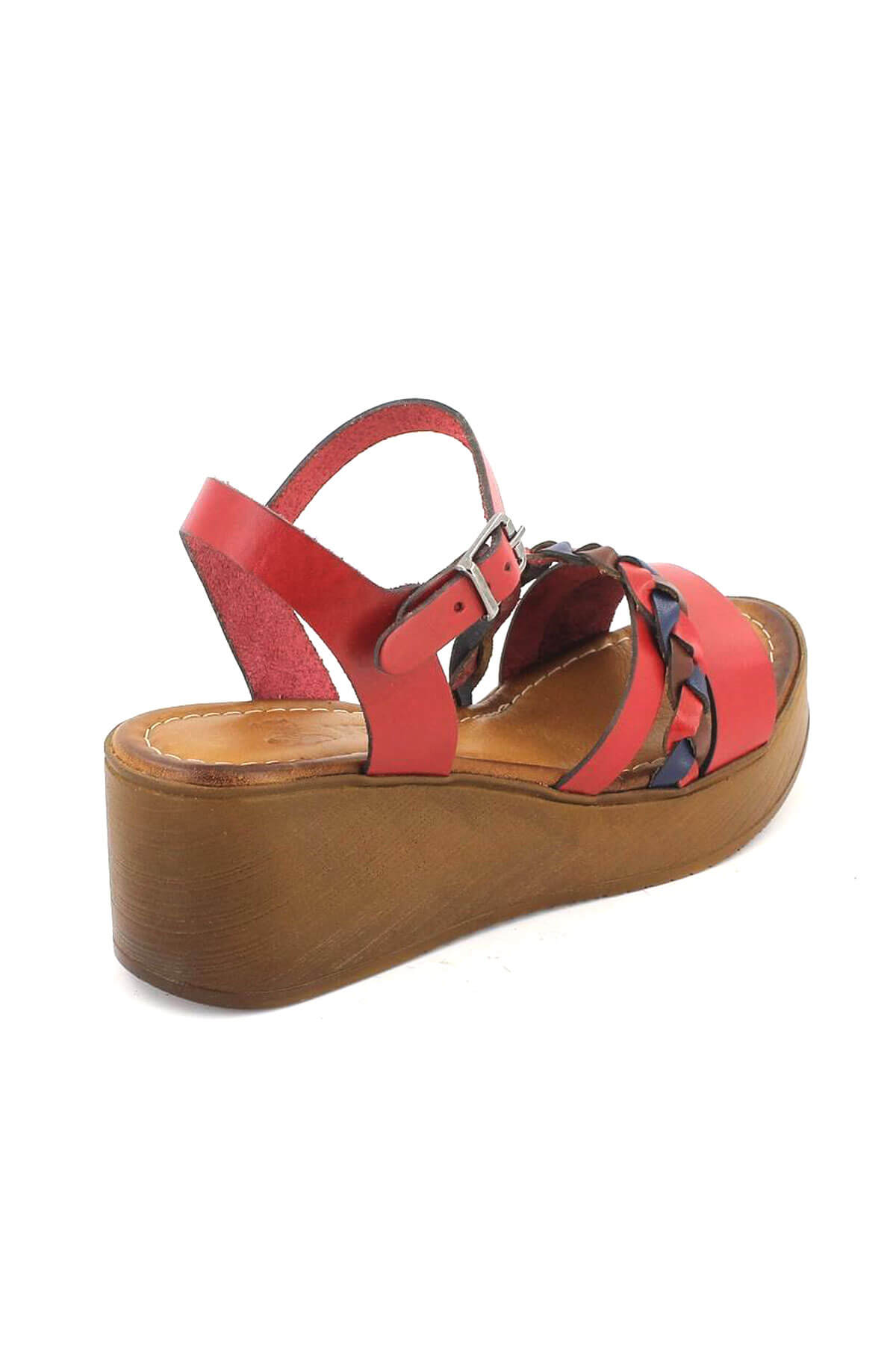 Kadın Deri Dolgu Topuk Sandalet Kırmızı 21983400