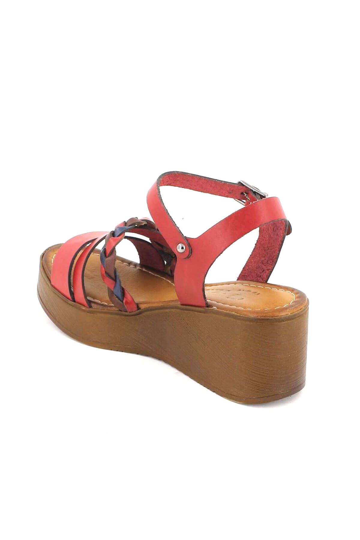 Kadın Deri Dolgu Topuk Sandalet Kırmızı 21983400 - Thumbnail
