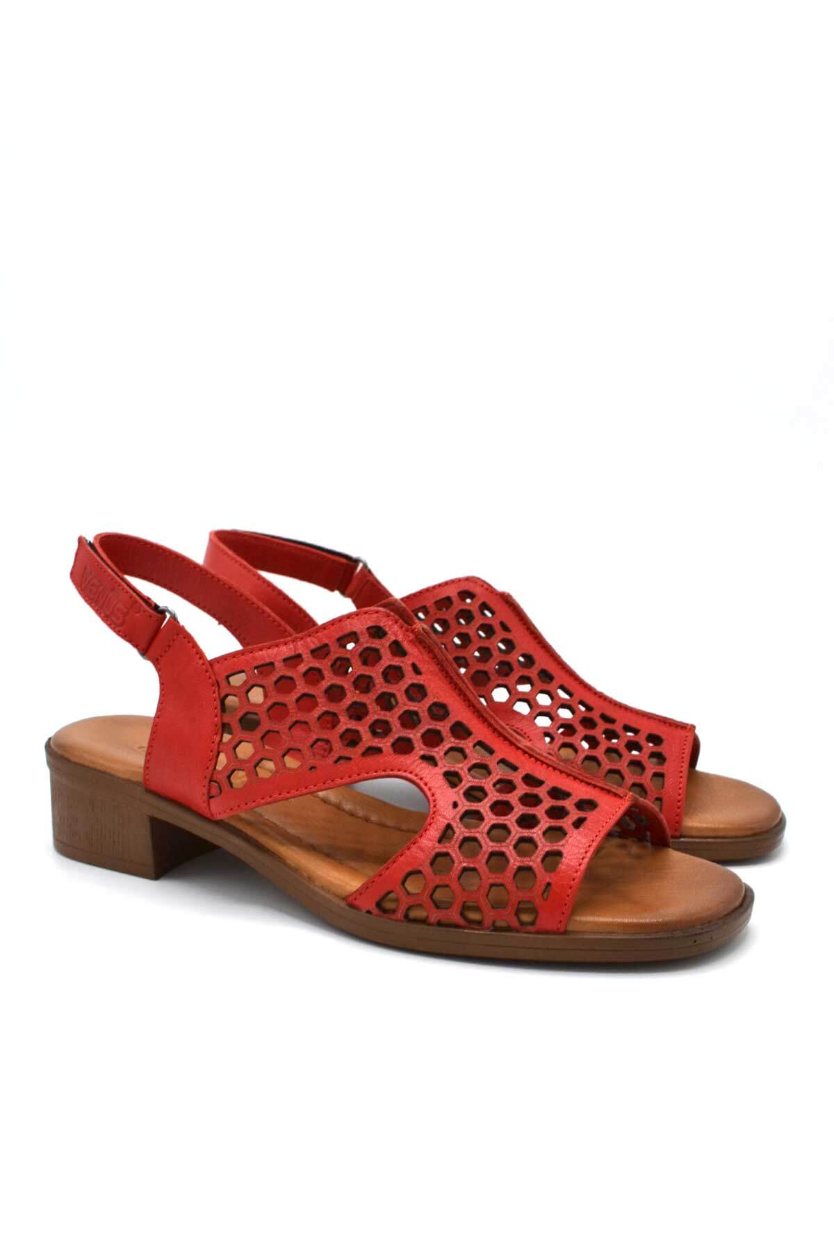 Kadın Deri Sandalet Kırmızı 22986007 - Thumbnail