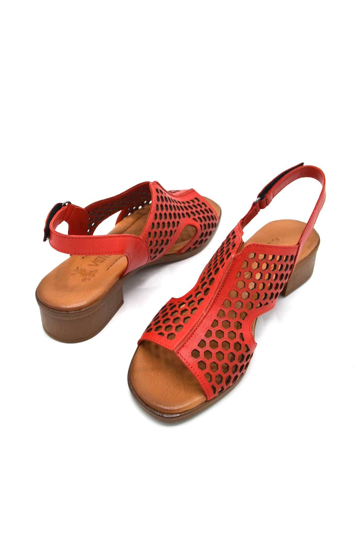 Kadın Deri Sandalet Kırmızı 22986007