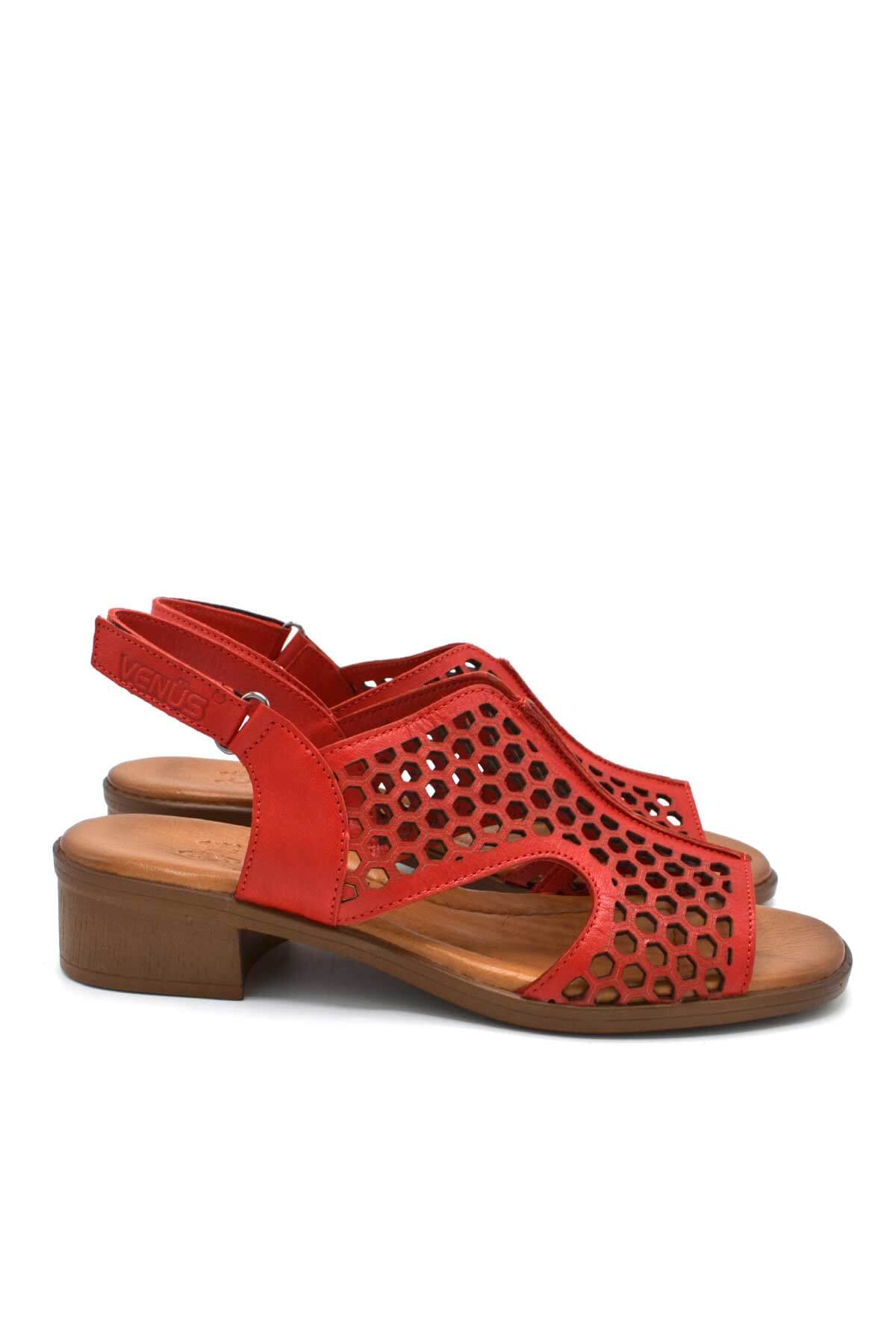 Venüs - Venüs Deri Kadın Topuklu Sandalet Kırmızı 22986007Y Venüs - Venüs Deri Kadın Topuklu Sandalet Kırmızı 22986007Y