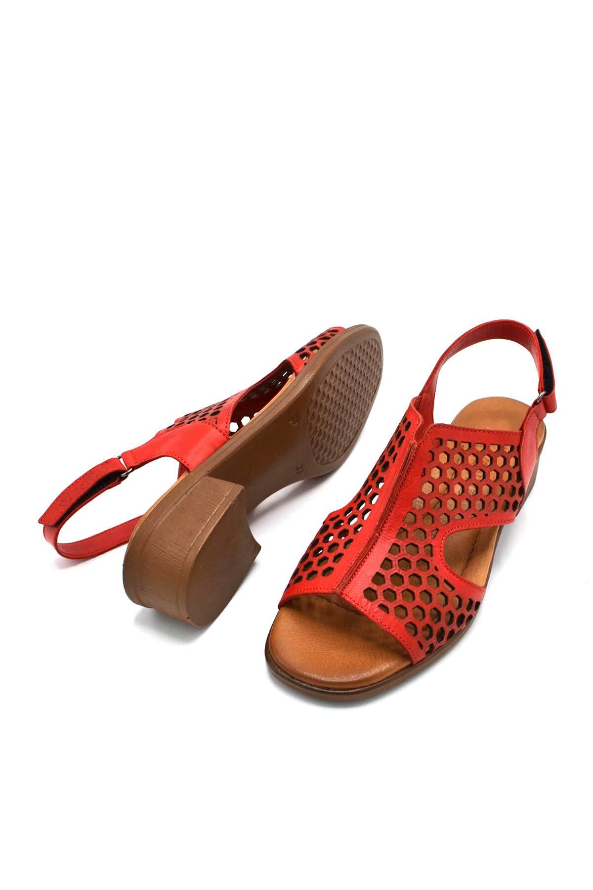 Venüs Deri Kadın Topuklu Sandalet Kırmızı 22986007Y - Thumbnail