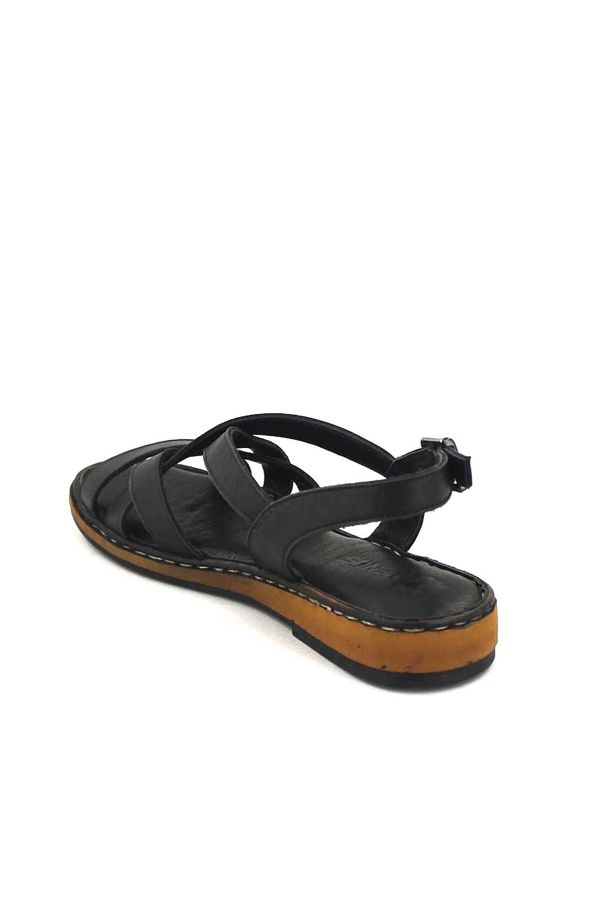 Kadın Deri Sandalet Siyah 20981202 - Thumbnail