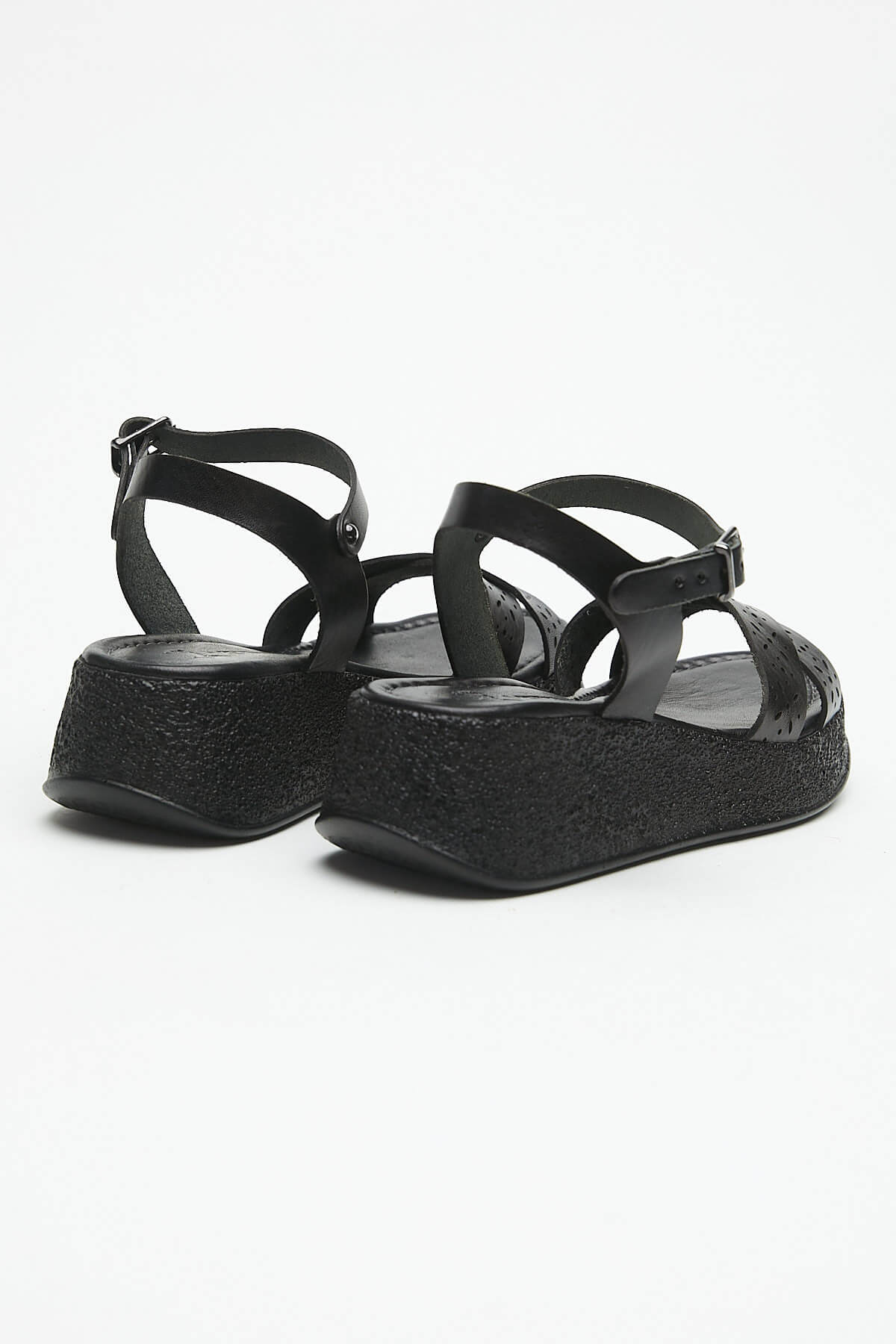 Kadın Deri Sandalet Siyah 21983201 - Thumbnail