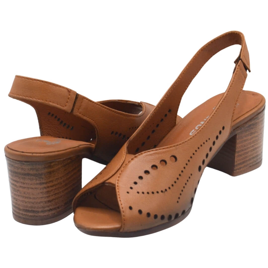 Venüs Deri Kadın Topuklu Sandalet Taba 1857225Y - Thumbnail