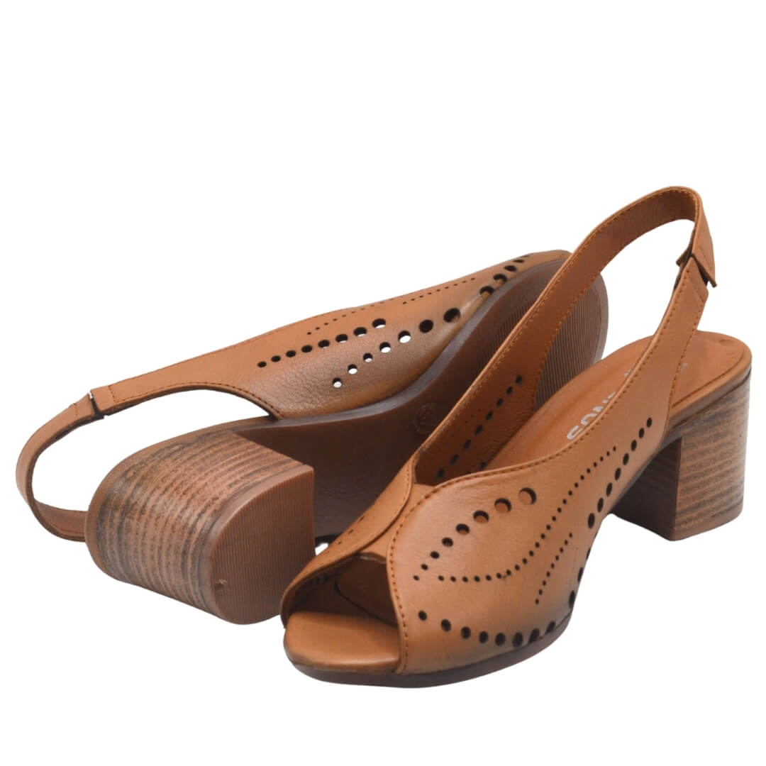 Venüs Deri Kadın Topuklu Sandalet Taba 1857225Y - Thumbnail