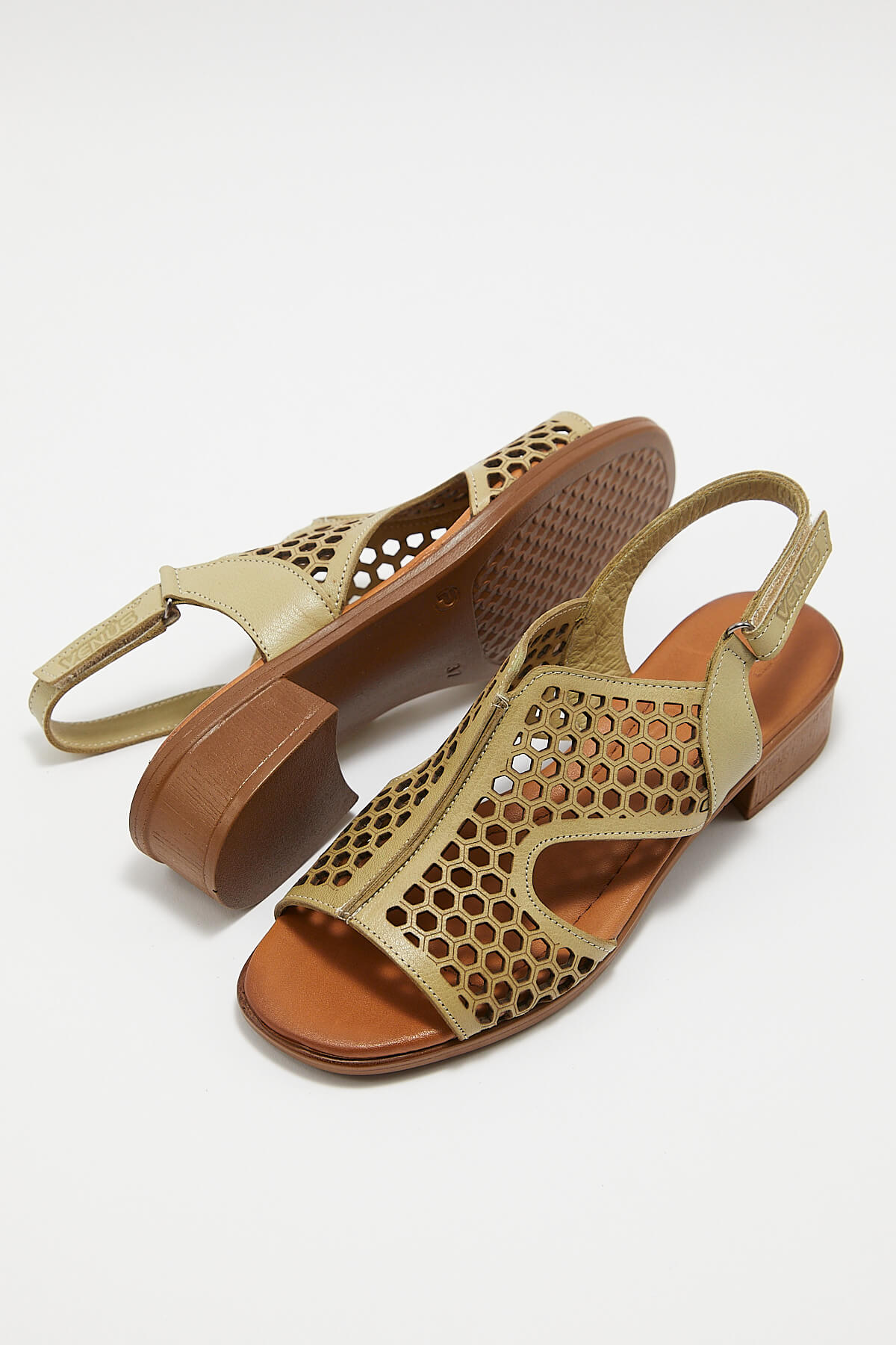 Venüs Deri Kadın Topuklu Sandalet Yeşil 22986007Y