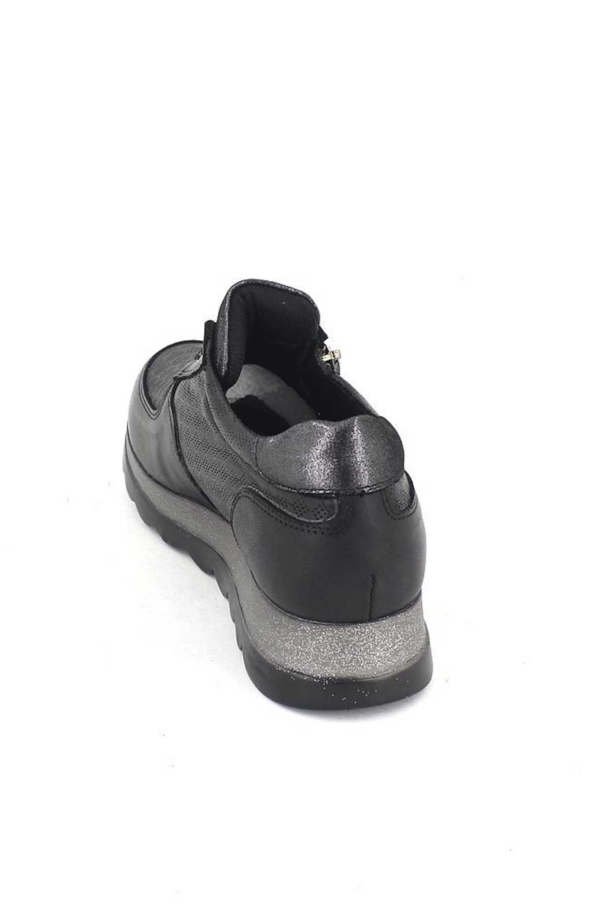 Kadın Deri Sneakers Ayakkabı Siyah 2076202Y