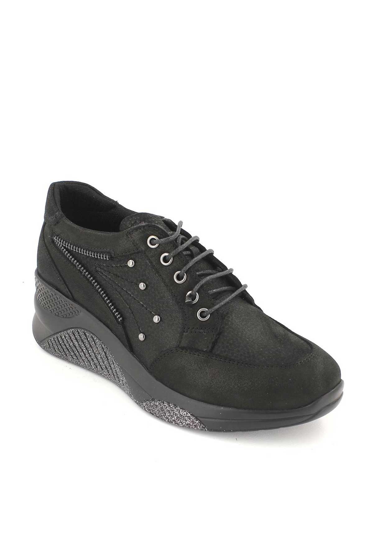 Kadın Deri Sneakers Siyah 1856005K - Thumbnail