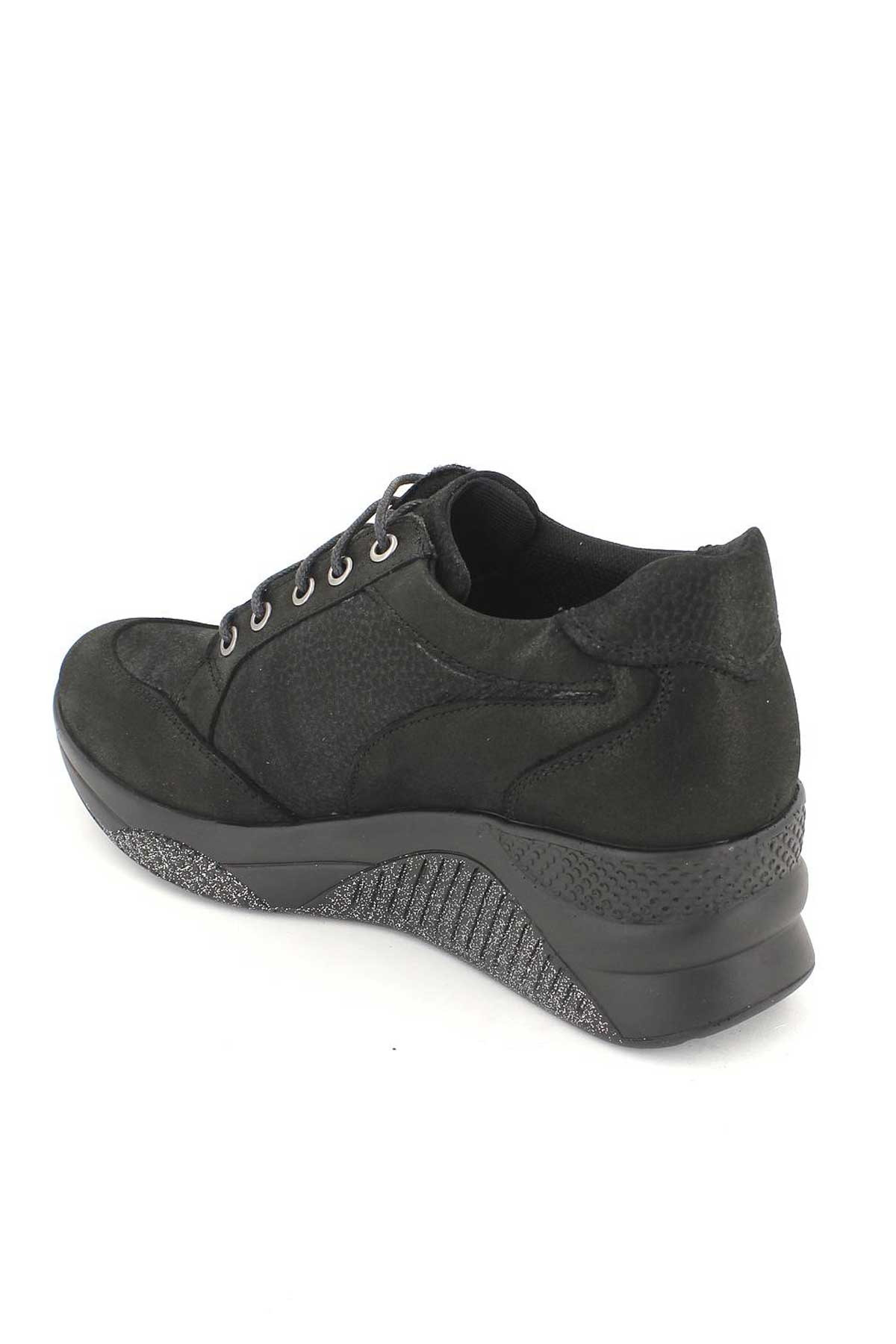 Kadın Deri Sneakers Siyah 1856005K - Thumbnail