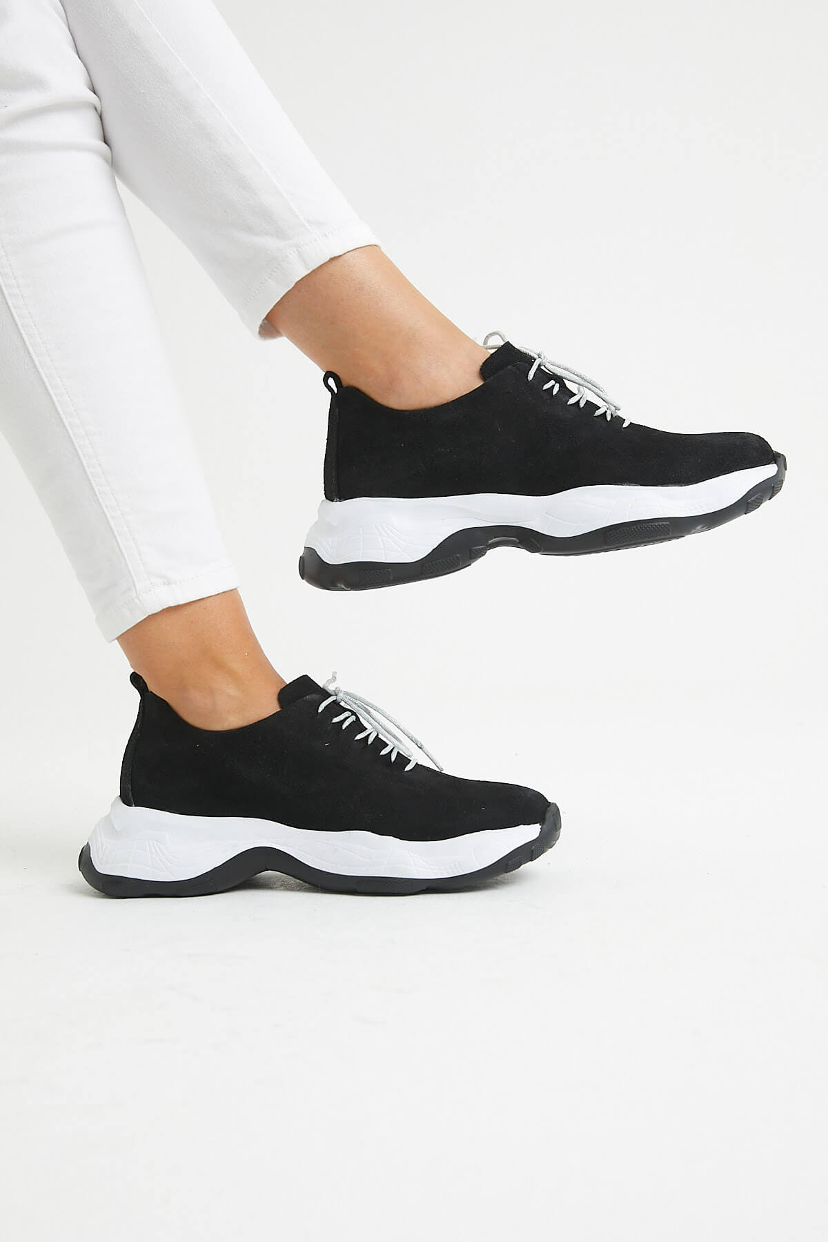 Kadın Deri Sneakers Siyah 2014201Y - Thumbnail