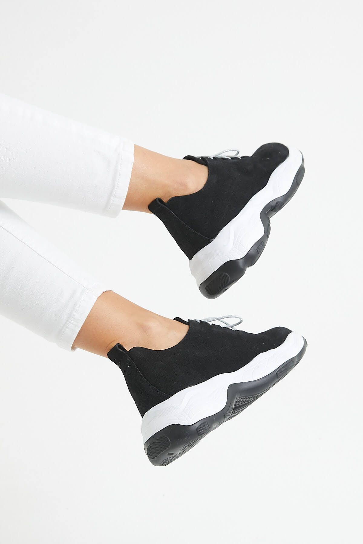 Kadın Deri Sneakers Siyah 2014201Y - Thumbnail