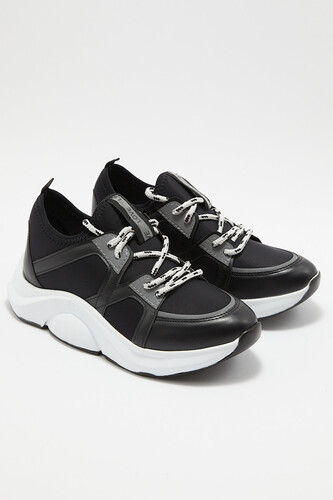 Kadın Deri Sneakers Siyah 2223604Y - Thumbnail