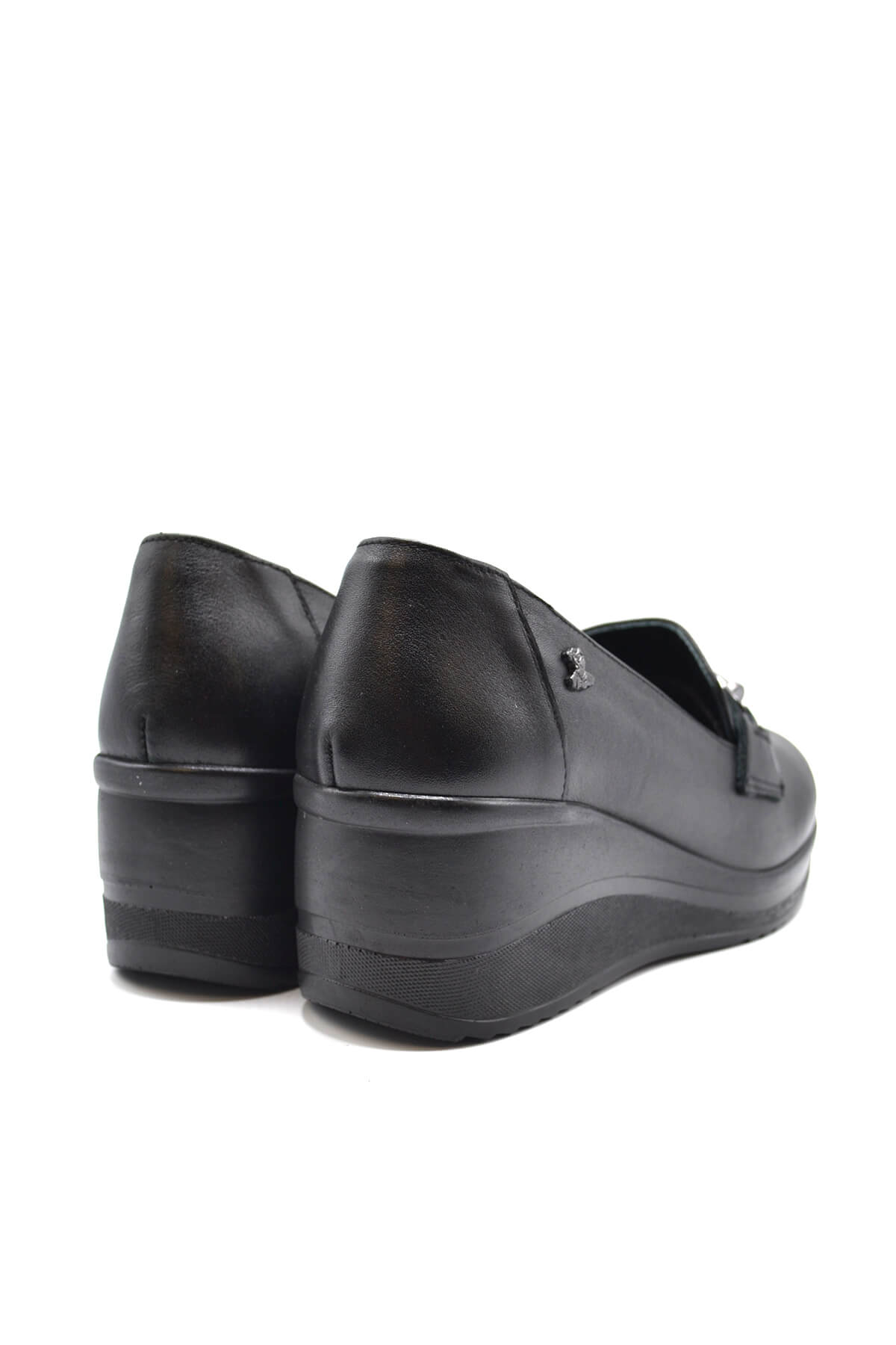 Kadın Dolgu Topuk Deri Ayakkabı Siyah 2111514K - Thumbnail