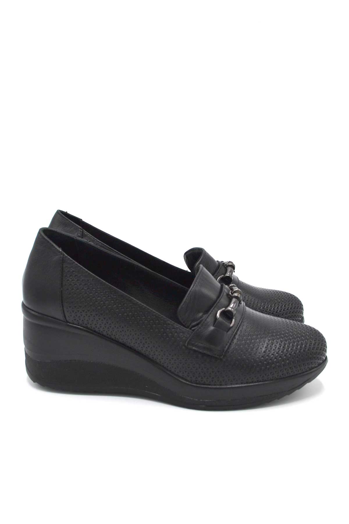 Kadın Dolgu Topuk Deri Ayakkabı Siyah 2111514Y - Thumbnail