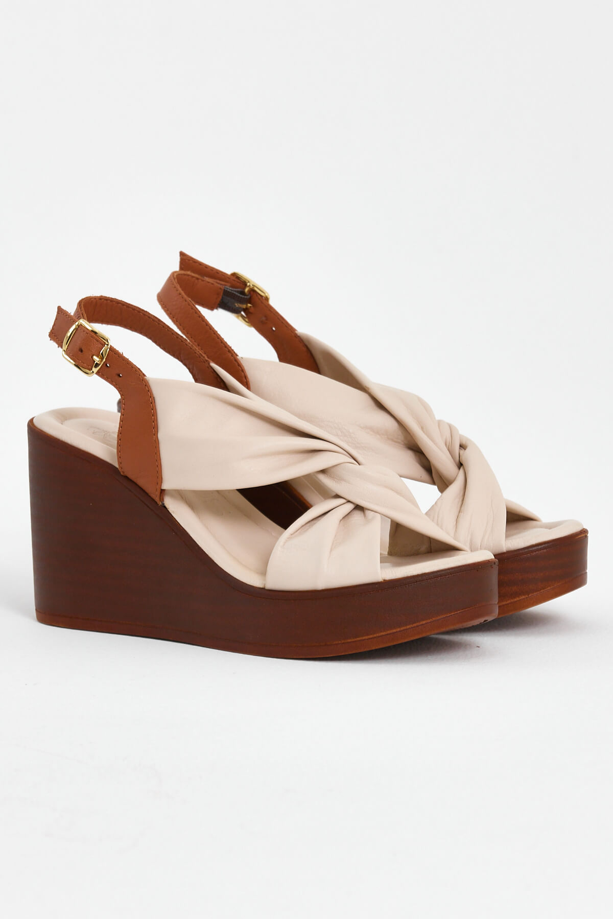 Venüs - Venüs Deri Kadın Dolgu Topuklu Sandalet Bej-Taba 2310803Y