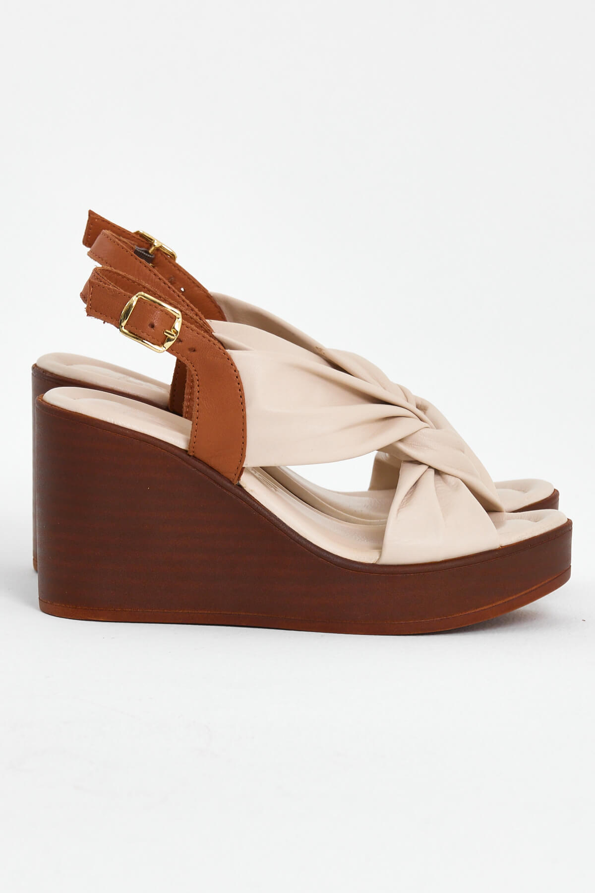 Venüs - Venüs Deri Kadın Dolgu Topuklu Sandalet Bej-Taba 2310803Y