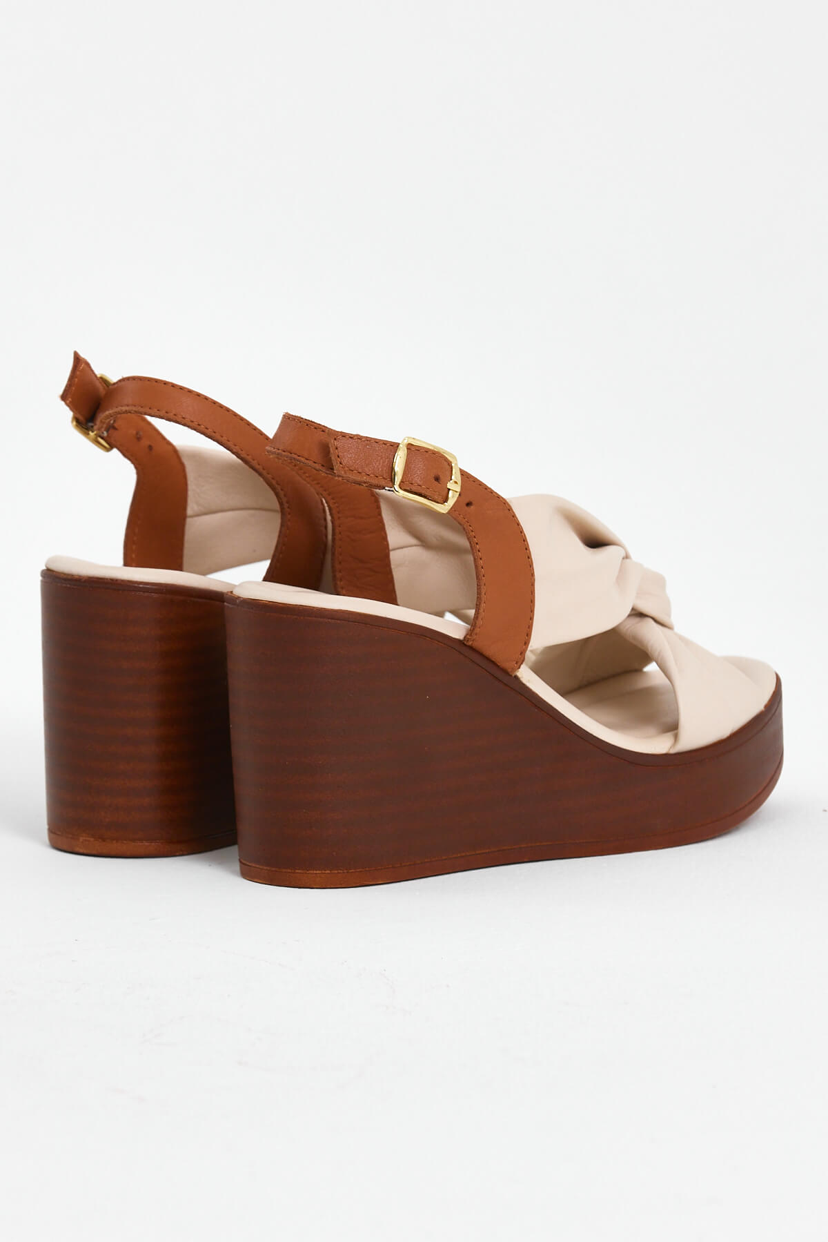 Venüs Deri Kadın Dolgu Topuklu Sandalet Bej-Taba 2310803Y