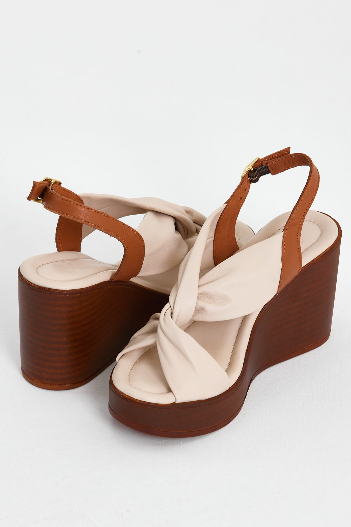 Venüs Deri Kadın Dolgu Topuklu Sandalet Bej-Taba 2310803Y