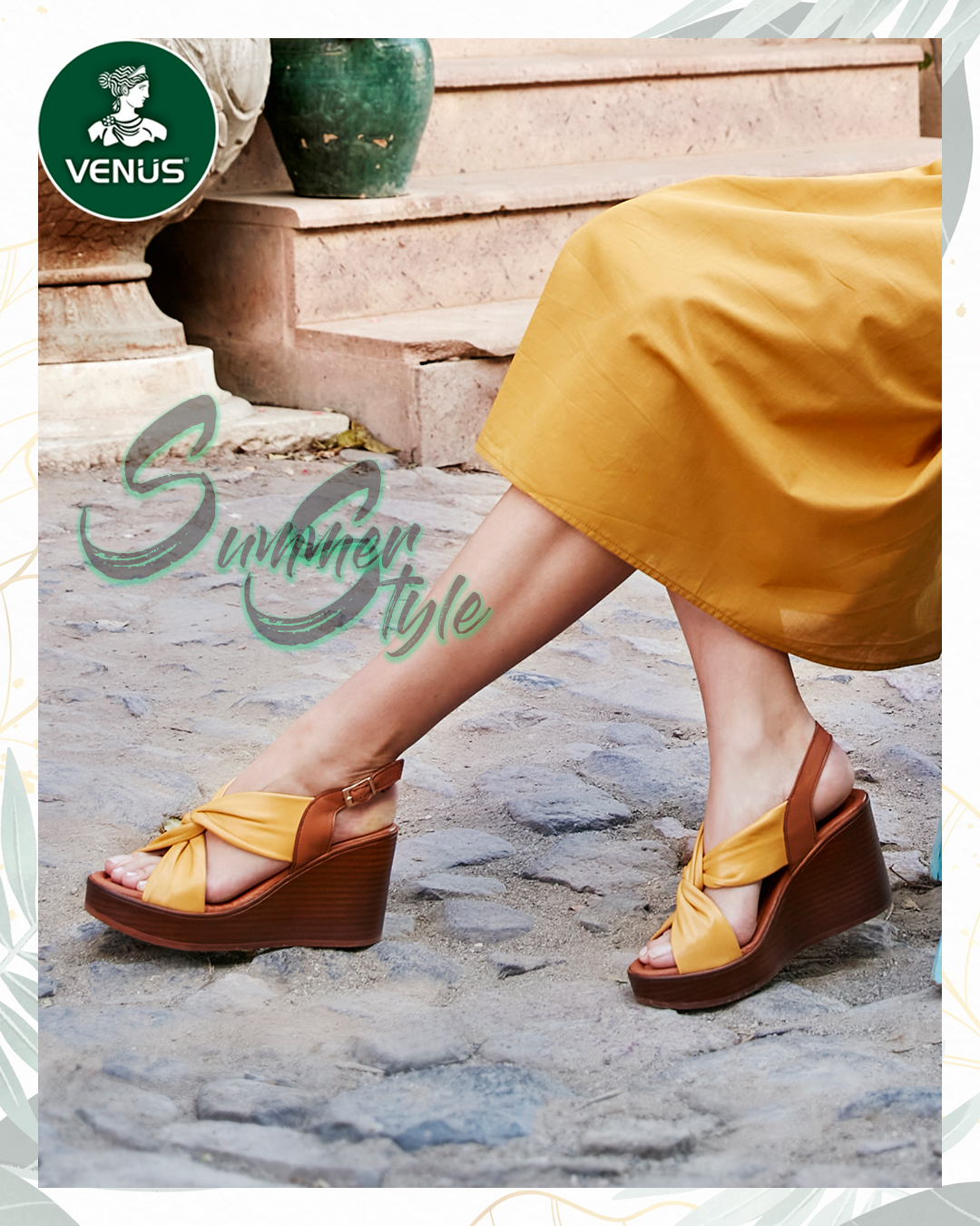 Kadın Dolgu Topuk Deri Sandalet Sarı 2310803Y