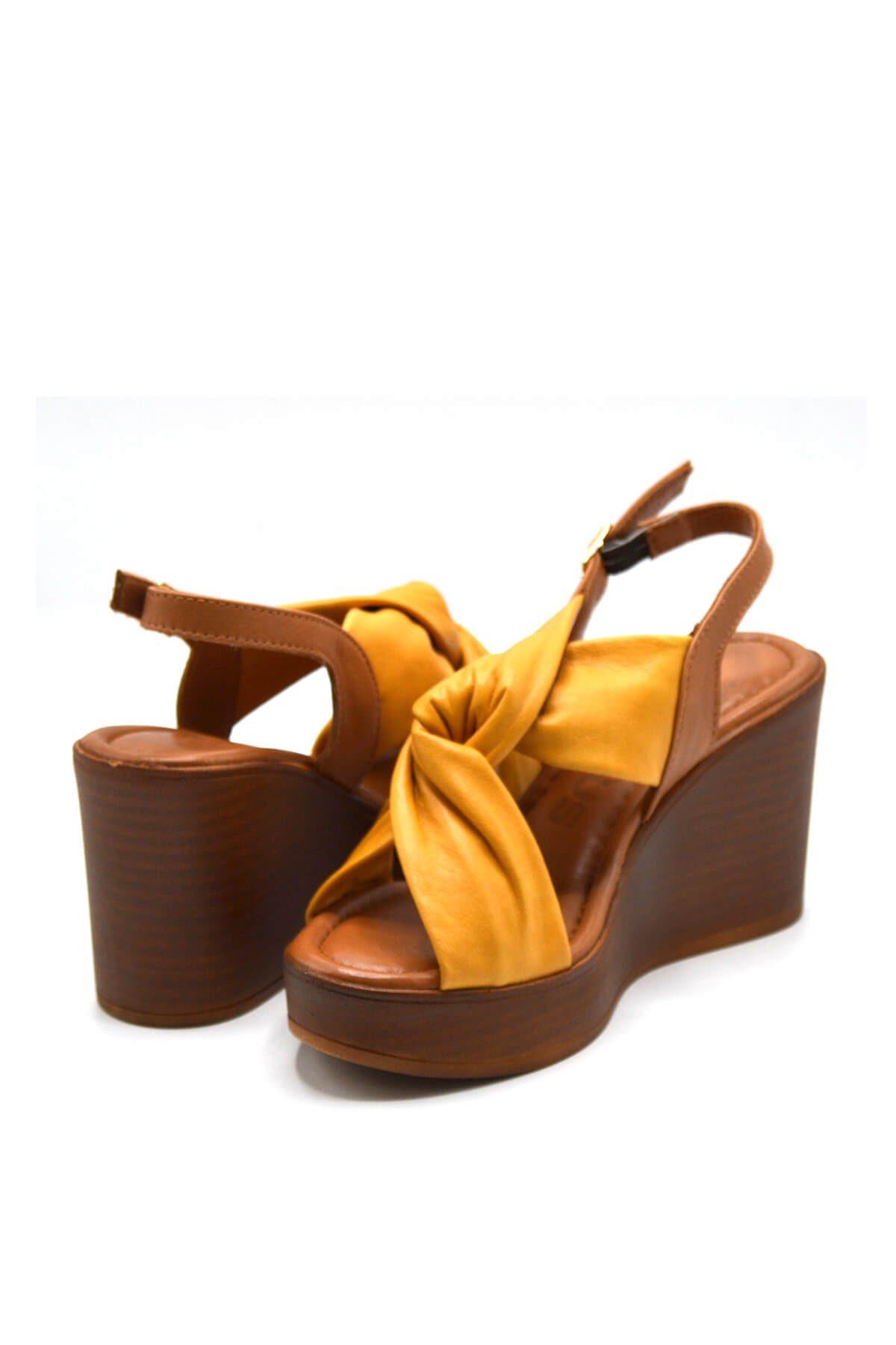 Kadın Dolgu Topuk Deri Sandalet Sarı 2310803Y