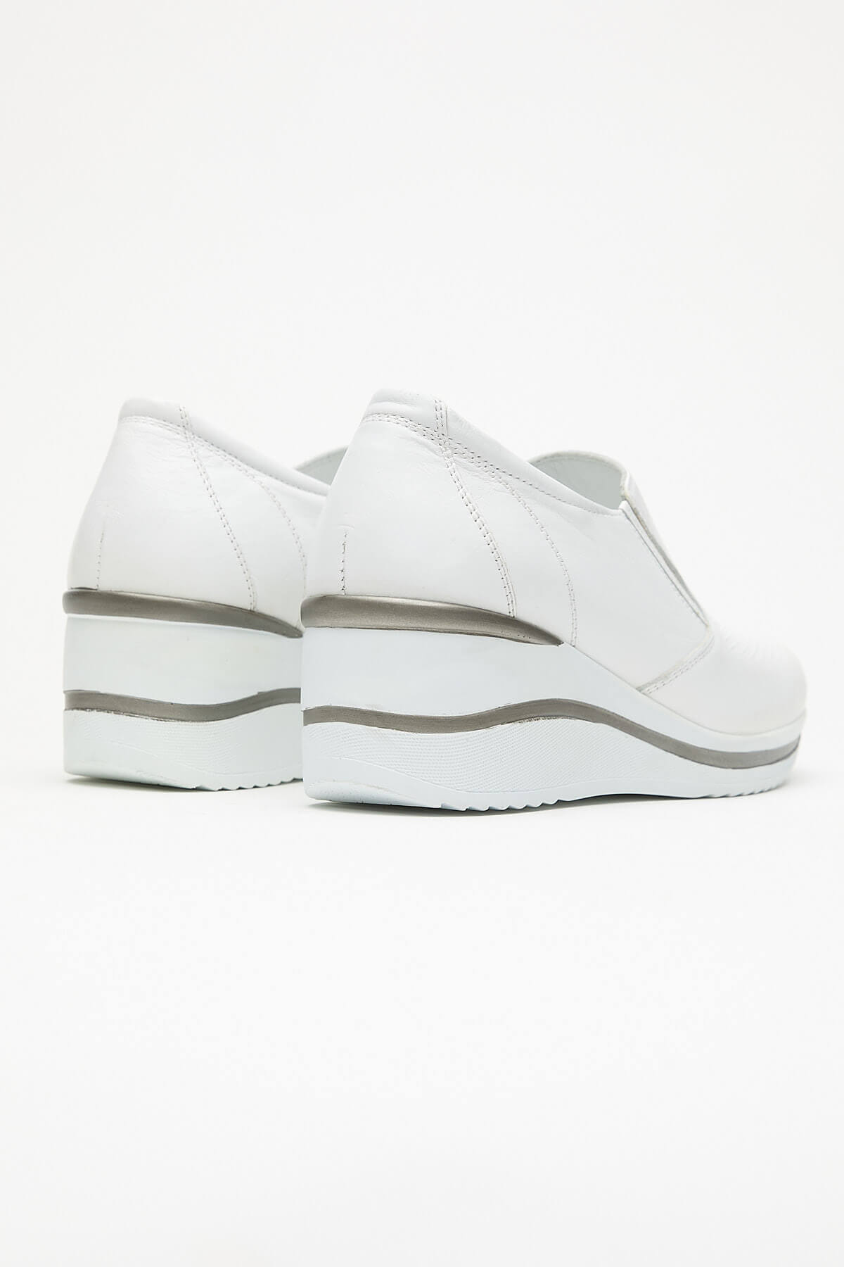 Kadın Dolgu Topuk Deri Sneakers Beyaz 2111501Y - Thumbnail