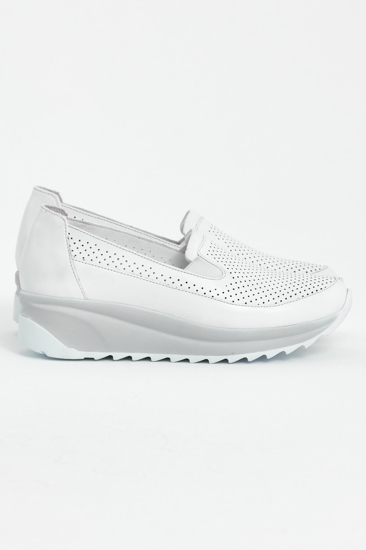 Kadın Dolgu Topuk Deri Sneakers Beyaz 2310302Y - Thumbnail