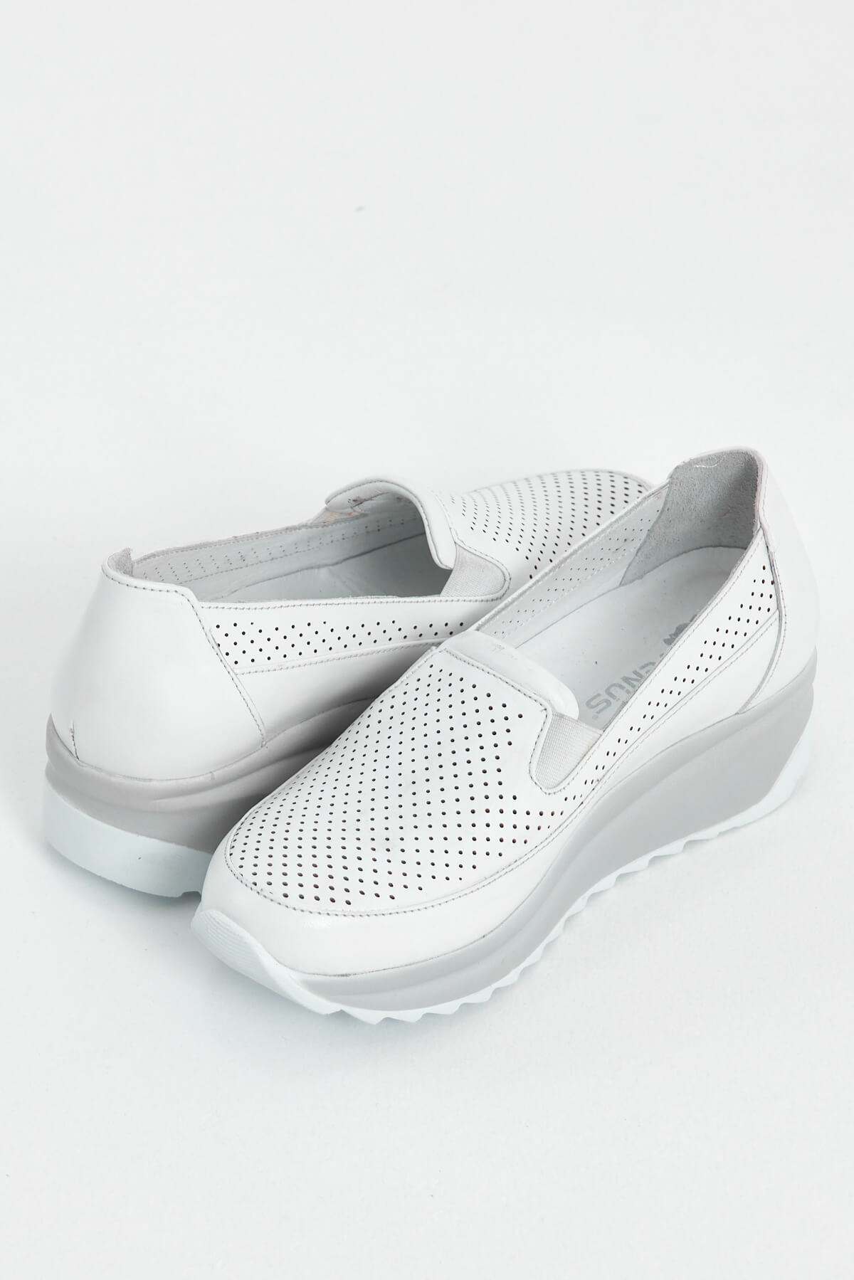 Kadın Dolgu Topuk Deri Sneakers Beyaz 2310302Y - Thumbnail