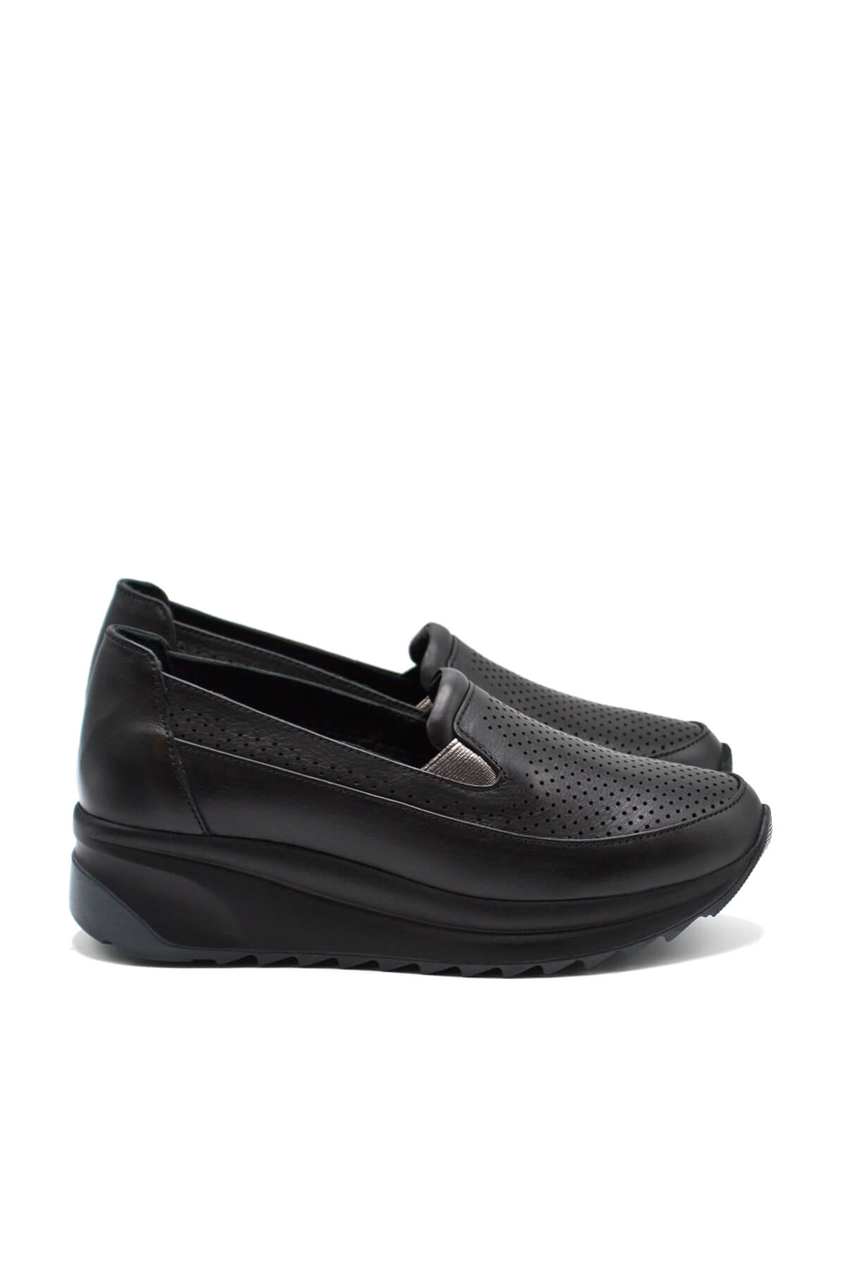 Kadın Dolgu Topuk Deri Sneakers Siyah 2310302Y