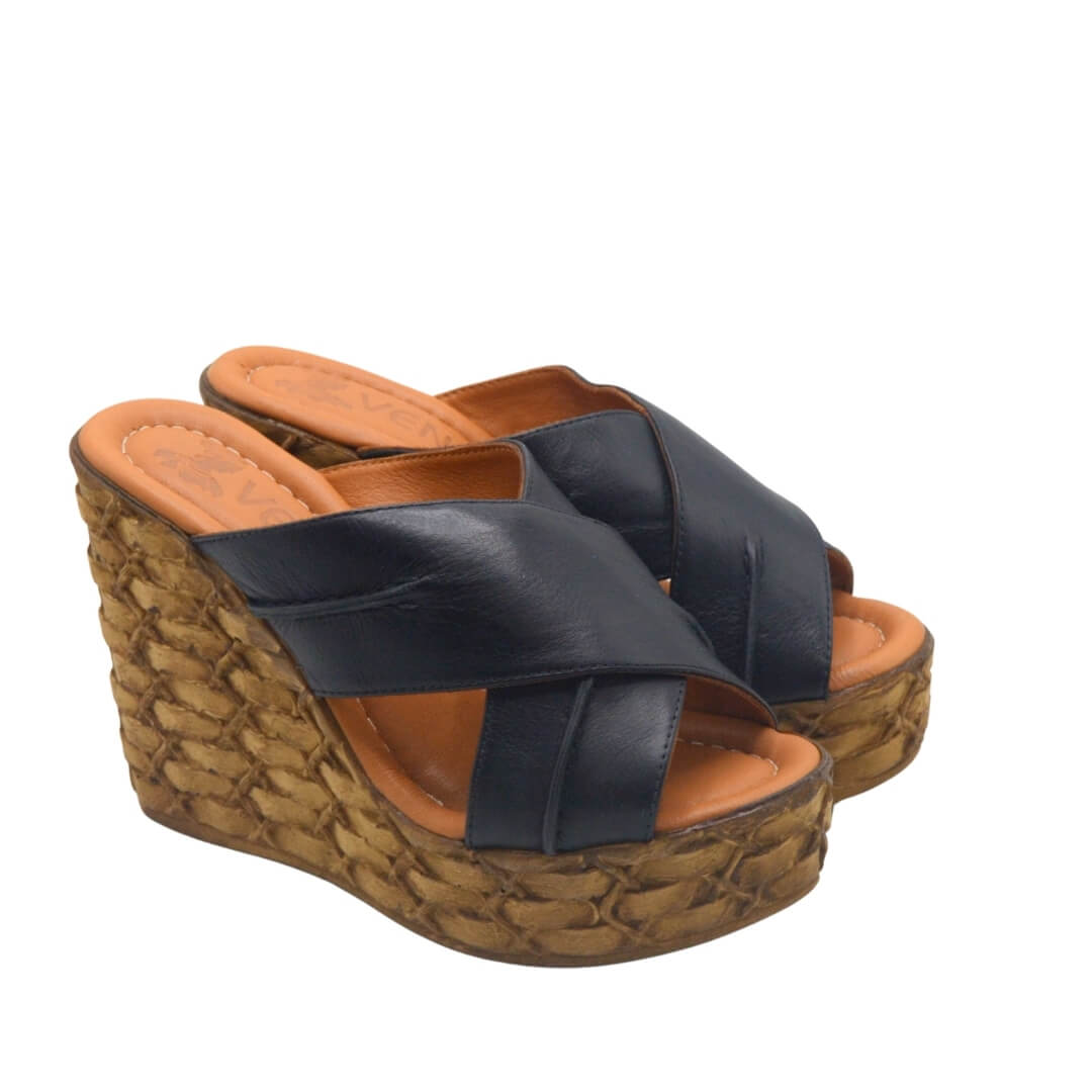 Venüs - Venüs Deri Kadın Dolgu Topuk Terlik Siyah 2112202Y