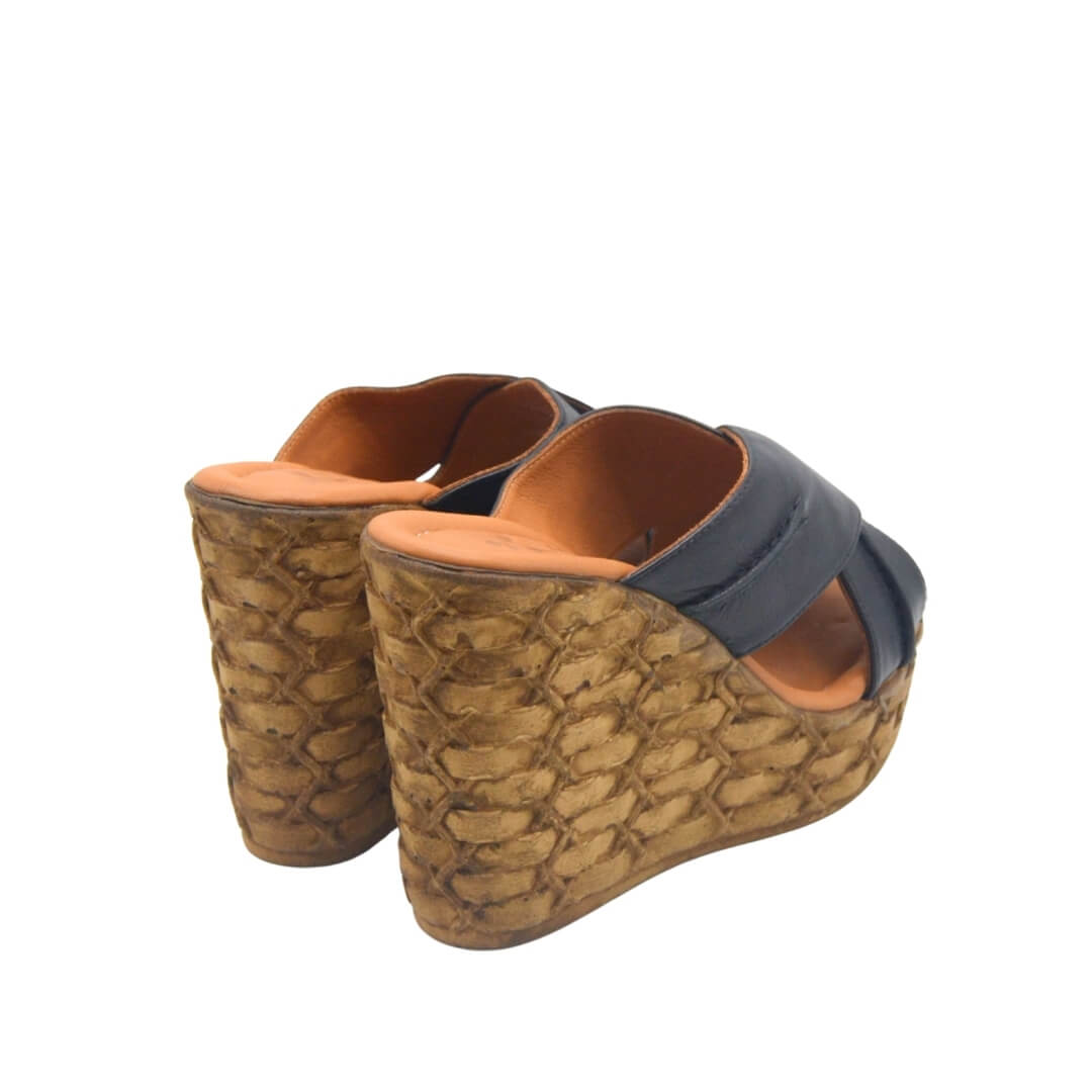 Venüs Deri Kadın Dolgu Topuk Terlik Siyah 2112202Y - Thumbnail